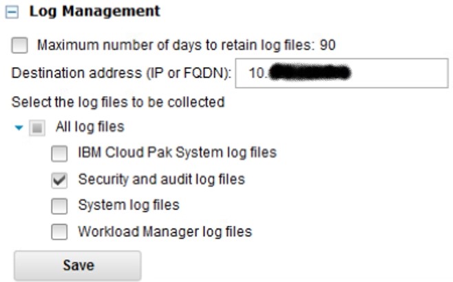 Log Management settings used for this article